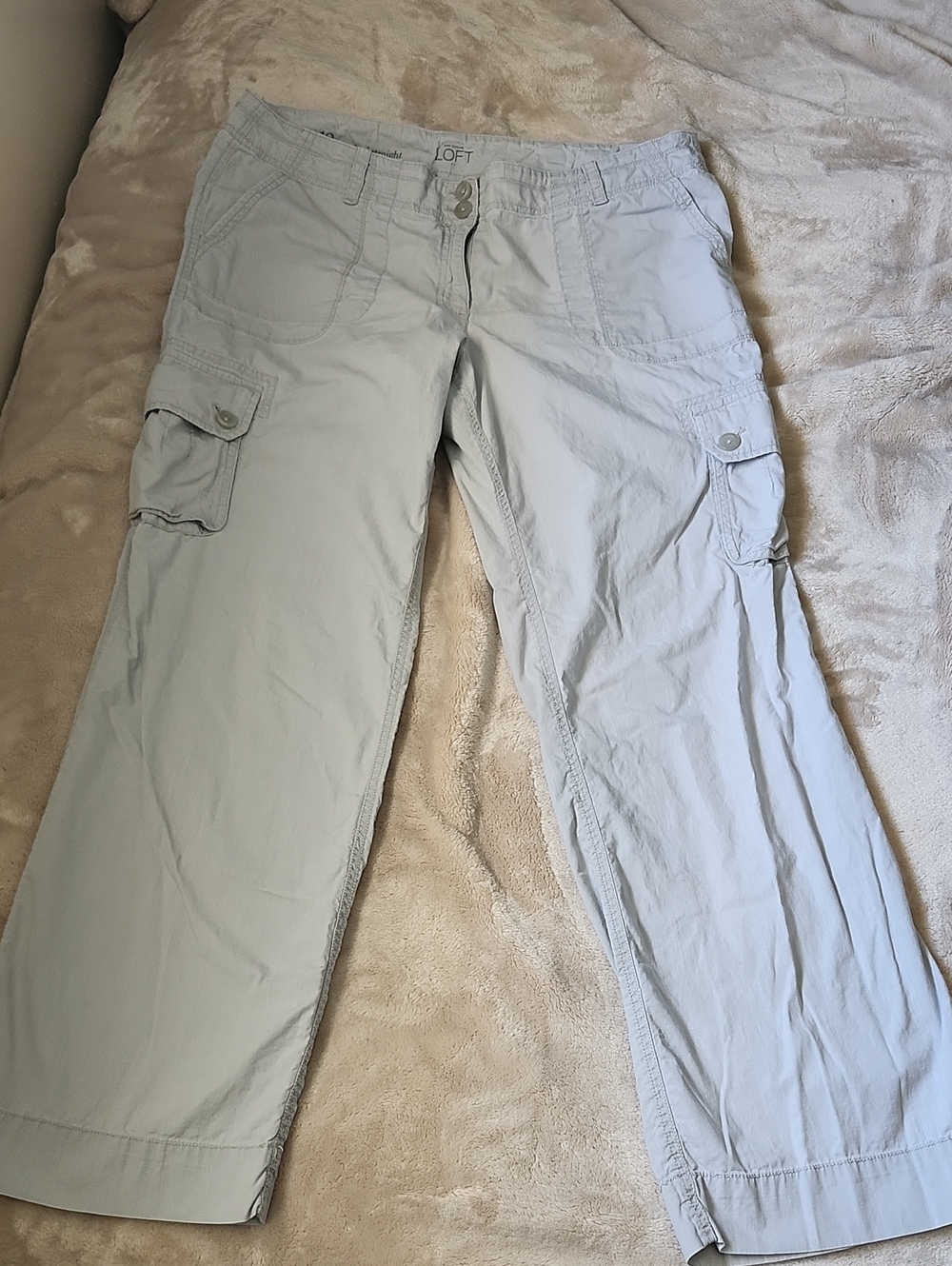 LOFT Light Gray Utility Cargo Pants 100% Cotton